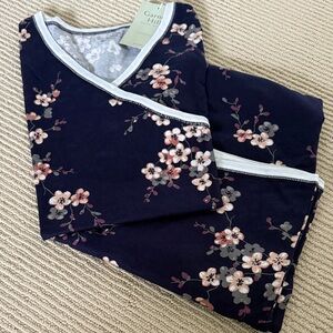 Garnet Hill cotton Asian wrap Floral Pajama Set